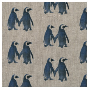 TISSU MOTIF AVEC DEUX PENGUINS AMOUREUX !