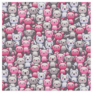 Tissu motif avec les chats mignons 2 de griffonnage de