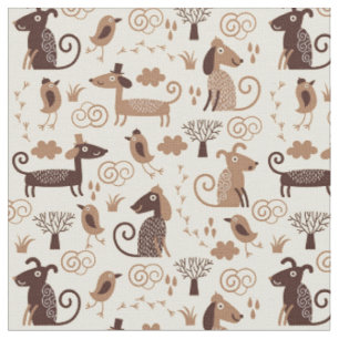 Tissu motif avec les chiens mignons