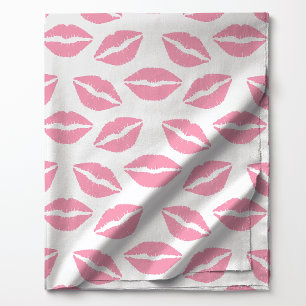 Tissu Motif Baisers au Rouge à Lèvres Rose