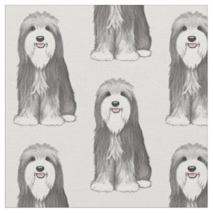 Tissu Motif barbu de chien de bande dessinée de colley