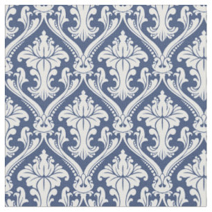 Tissu Motif baroque bleu marine de Damas