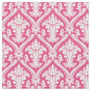 Tissu Motif baroque damassé rose chaud tendance