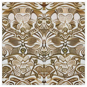 Tissu Motif Batik Tribal en Café Brown et Beige