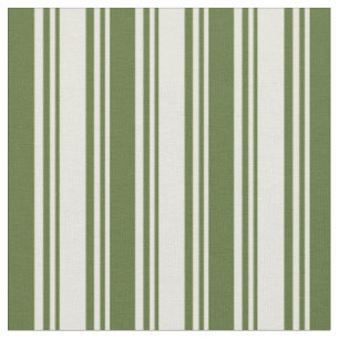 Tissu Motif beige et vert olive foncé rayé/lin