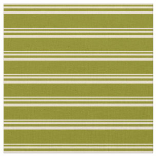 Tissu Motif beige et vert rayé/lin