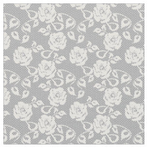 Tissu Motif blanc de dentelle sur l'arrière - plan gris