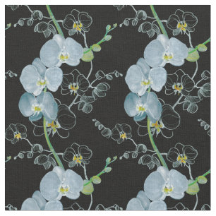 Tissu Motif blanc d'orchidées d'aquarelle