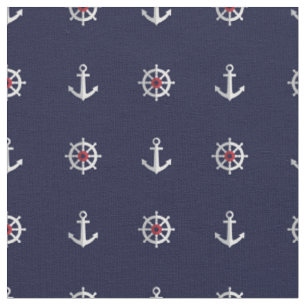 Tissu Motif blanc et bleu rouge d'Ancre
