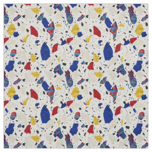 Tissu Motif blanc et bleu rouge de tuile de sol de