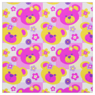 Tissu Motif blanc jaune pourpre de bouton de rose d'ours