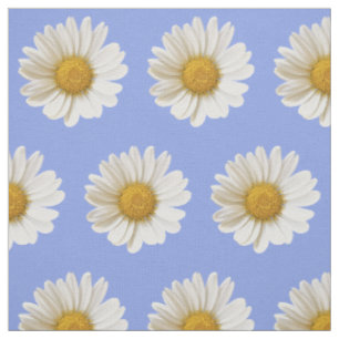 Tissu Motif blanc marguerite sur Arrière - plan bleu cla