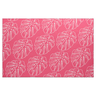 Tissu Motif Blanc Tropical Pour La Feuille Sur Le Coton 