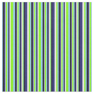 Tissu Motif Bleu, Chartreuse, Blanc & Noir