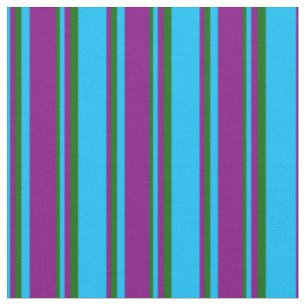 Tissu Motif bleu ciel profond, violet et vert foncé