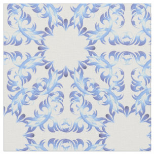 Tissu motif bleu damassé