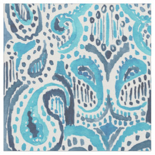 Tissu Motif bleu d'aquarelle de PAISLEY Ikat de PLAISIR