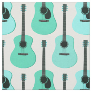 Tissu Motif bleu de guitares acoustiques