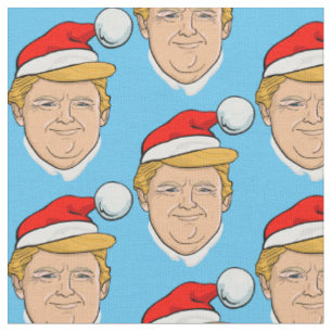 Tissu motif bleu de Noël Donald Trump