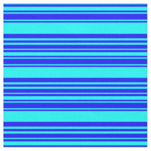 Tissu Motif Bleu et Cyan rayé/Linté