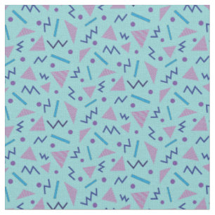 Tissu motif bleu géométrique style Memphis années 80