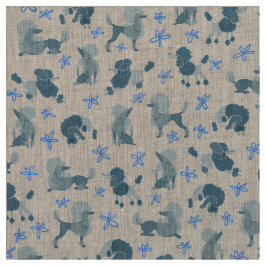 Tissu Motif bleu-vert de caniche sur un arrière - plan
