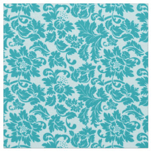 Tissu Motif bleu vert Floral Damask