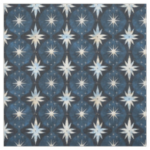 Tissu Motif Blue Starburst Googie