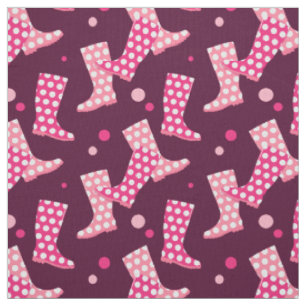 Tissu Motif Boots de pluie en caoutchouc rose