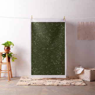 Tissu Motif botanique fleuri vert foncé lunatique