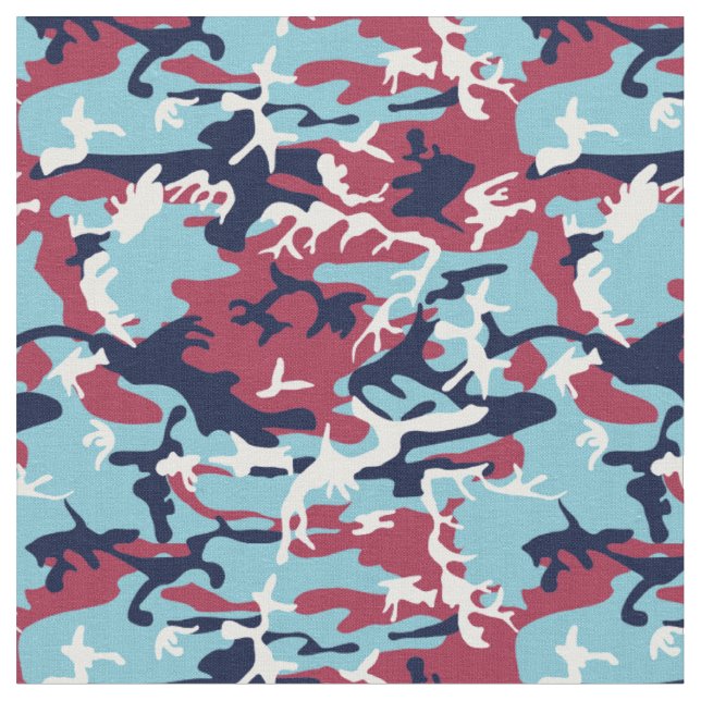 Tissu Motif Camo - Bleu blanc bleu marine (Fermer)