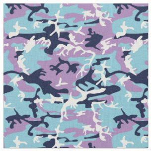 Tissu Motif Camo - Violet Marine Bleu Blanc