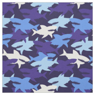 Tissu Motif Camouflage requins bleus