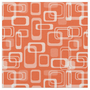 Tissu Motif carré orange mod des années 60