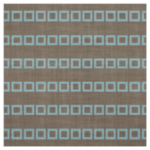 Tissu Motif Carré turquoise Bleu Sur Café Foncé Brown