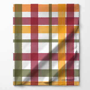 Tissu Motif carreau à l'aquarelle d'automne
