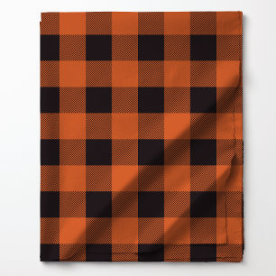 Tissu Motif carreau orange et noir de style buffalo