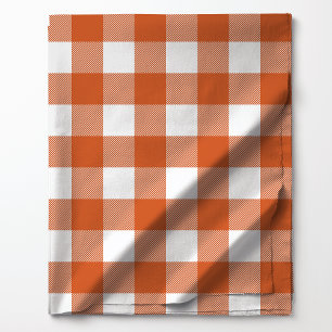 Tissu Motif carreau plaid orange et blanc Buffalo