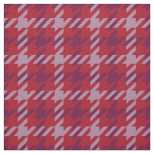 Tissu Motif carreaux pied de poule rouge cramoisi rétro
