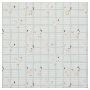 Tissu Motif carreaux pique-nique poulet