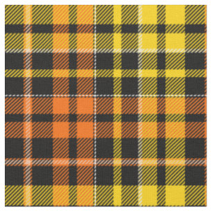 Tissu Motif carreaux tartan noir jaune orange