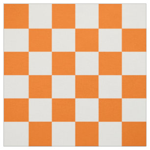 Tissu Motif chèque À damiers blanc orange