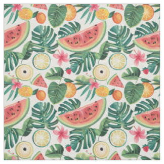 Tissu Motif Citron et Pastèque Tropicale