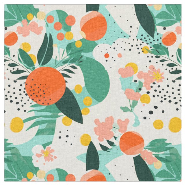 Tissu Motif Citron Tropical (Fermer)
