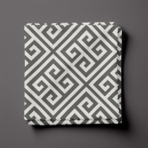 Motif Clé Grec Gris Charbon