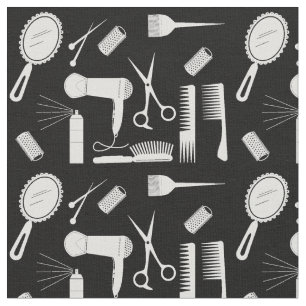 Tissu motif coiffeur noir et blanc