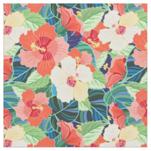 Tissu Motif coloré de ketmie