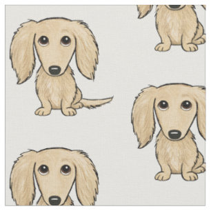 Tissu Motif crème à cheveux longs de chien de saucisse