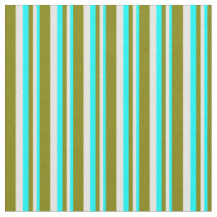 Tissu Motif Cyan, White et Green Stripes/Lines