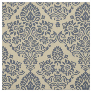 Tissu Motif damassé sans couture bleu et crème élégant